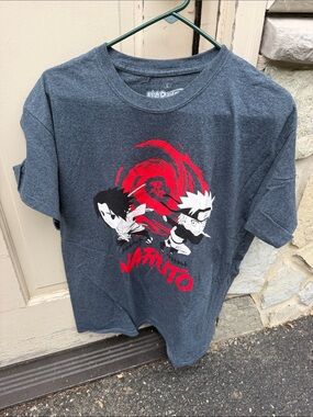 Ripple Junction Naruto Graphic Tee - Charcoal Gray with Red Accents